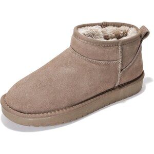 Women Taupe Suede Water Resistant with Memory Foam Genuine Leather Ankle Boot